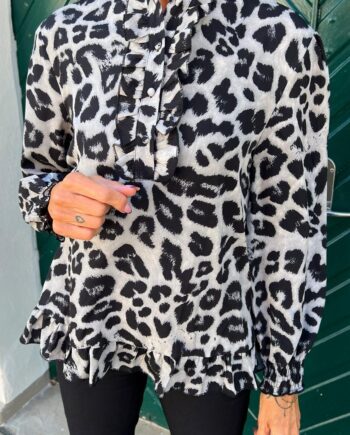 Say Ina Copenhagen Bluse Pia Grey Leopard