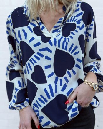 Say Ina Copenhagen Bluse Vera Navy Heart