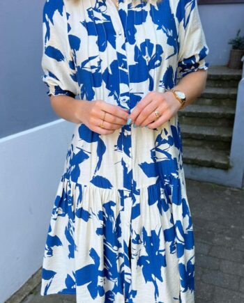 Say Ina Copenhagen Kjole Anja White   Blue Flower
