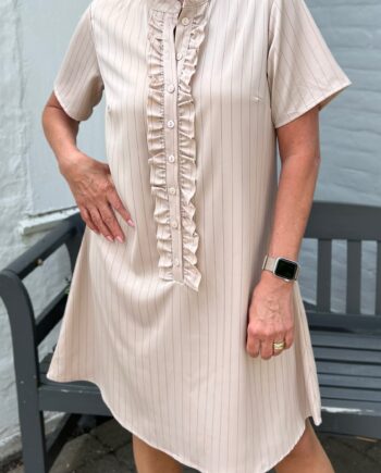 Say Ina Copenhagen Kjole Flora Beige Pinstripe