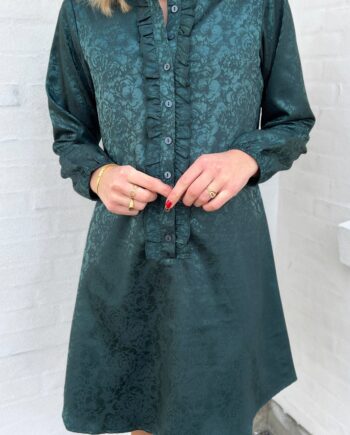 Say Ina Copenhagen Kjole Florina Dark Green Flower