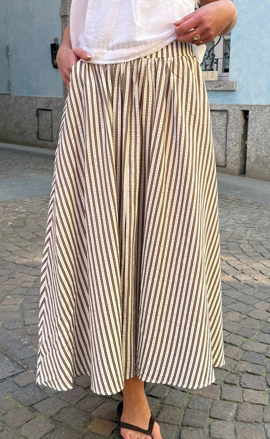 Say Ina Copenhagen Nederdel Lucia White Brown Striped