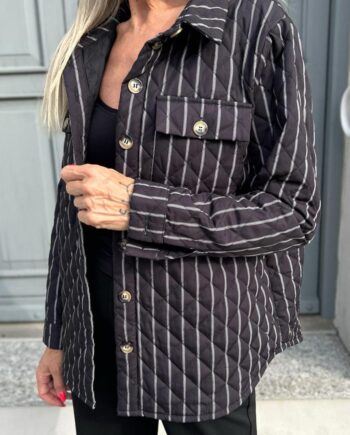 Say Ina Copenhagen Quiltet Jakke Kiani Black    White Stripes