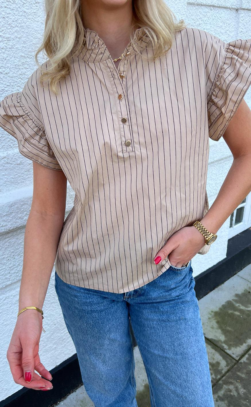 Say Ina Copenhagen Top Mandy Beige Pinstripe