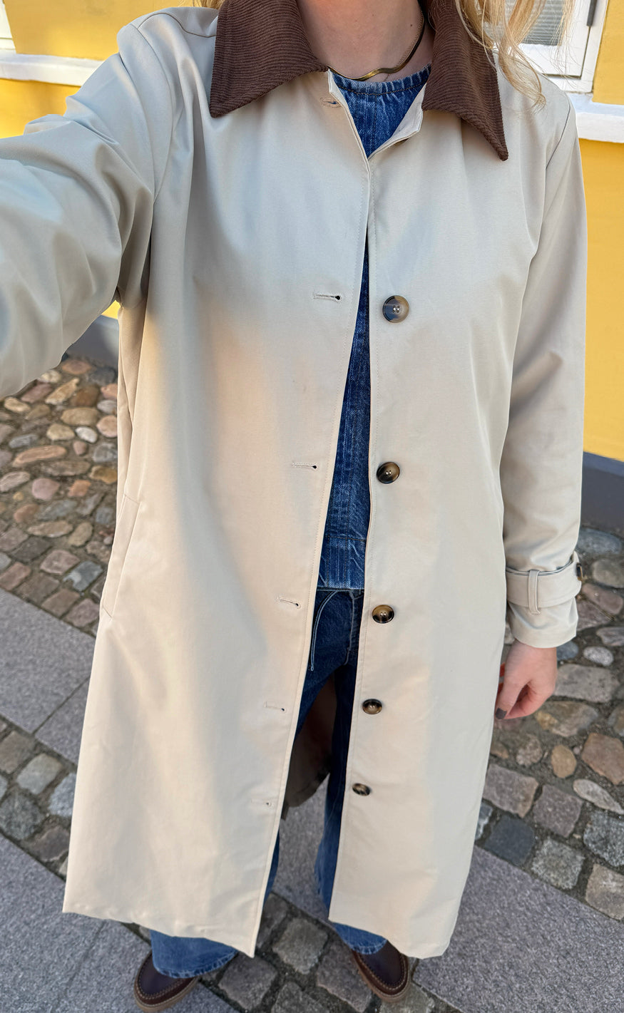 Say Ina Copenhagen Trenchcoat Louisa Long Beige    Corduroy