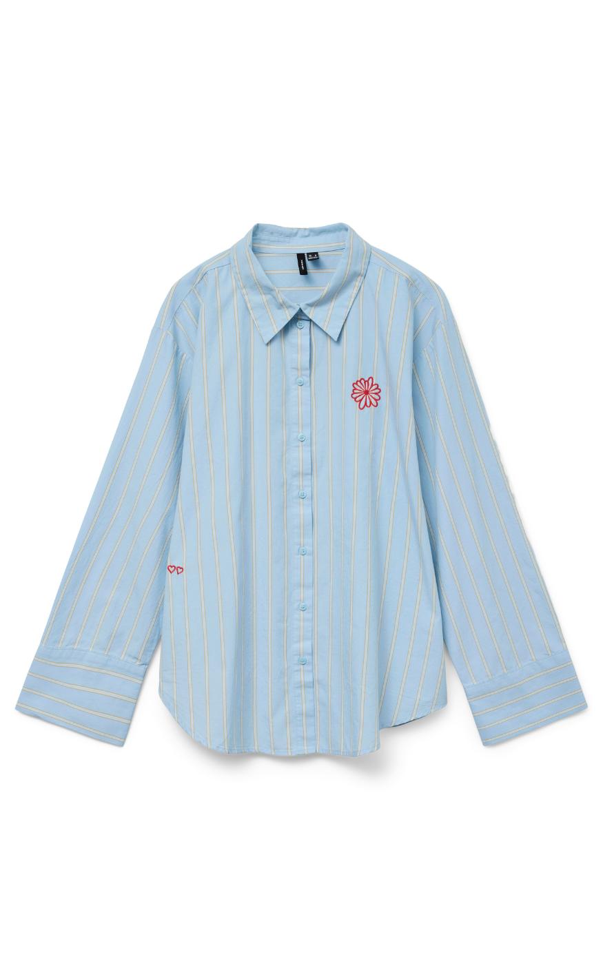 Vero Moda Skjorte Charlotte Air Blue Cloud Dancer Twill