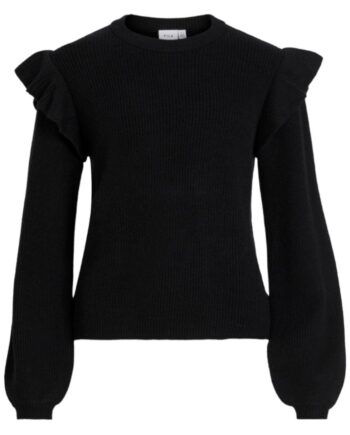 Vila Bluse Ril Flounce Black