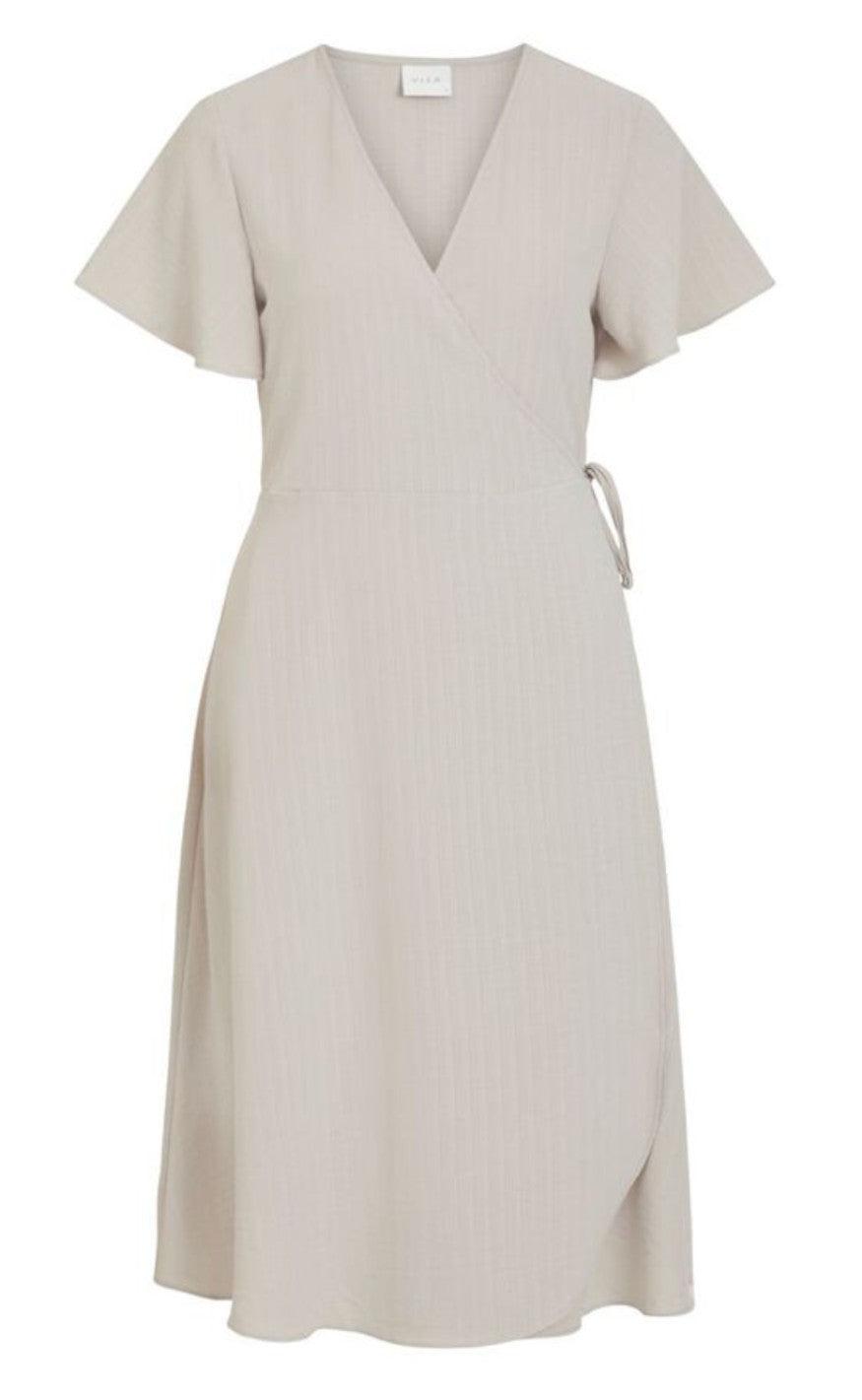 Vila Kjole Lovie Wrap Midi Dove