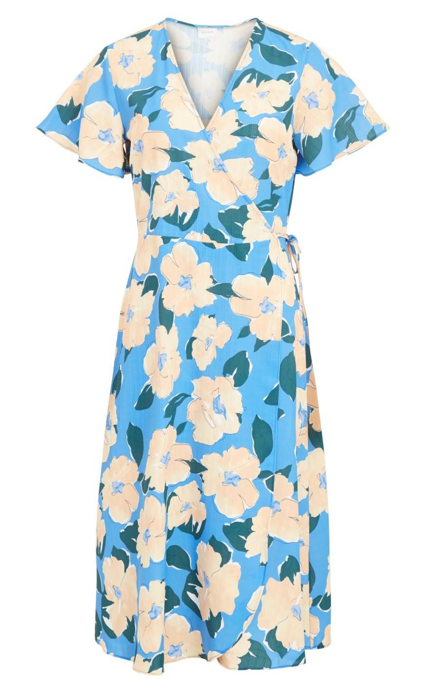 Vila Kjole Lovie Wrap Midi French Blue