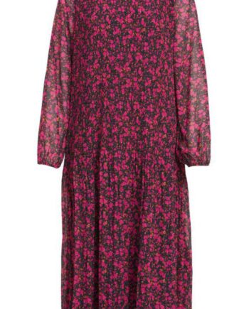 Vila Kjole Plisse Midi Dress Black   Flowers
