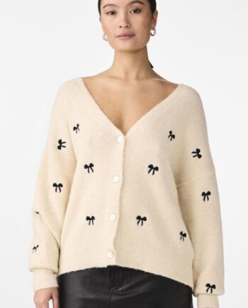 Yas Strik Bow Embroided Knit Birch