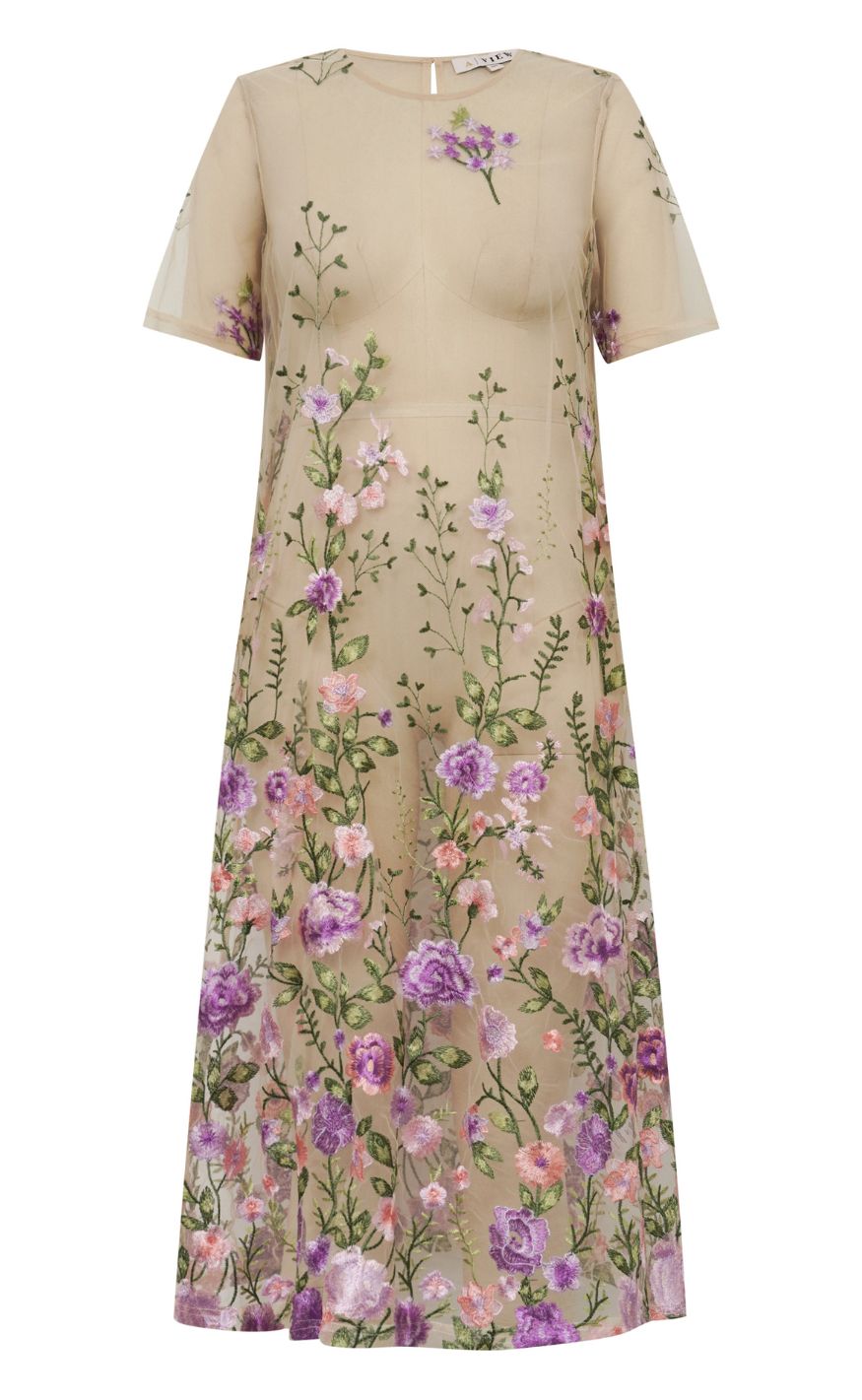 -view Kjole Fuschia Midi Green Purple