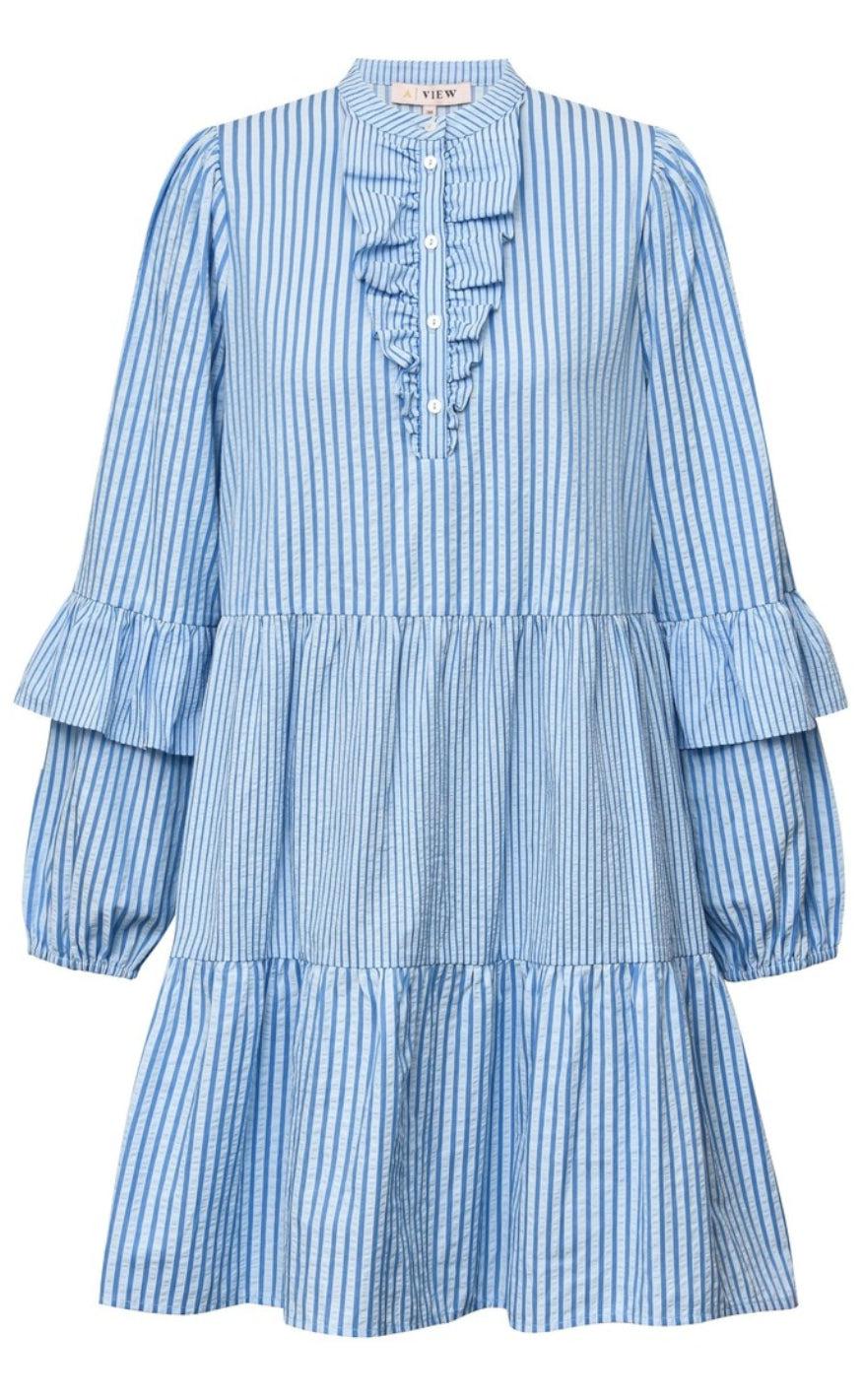 -view Kjole Karin Blue White Stripe