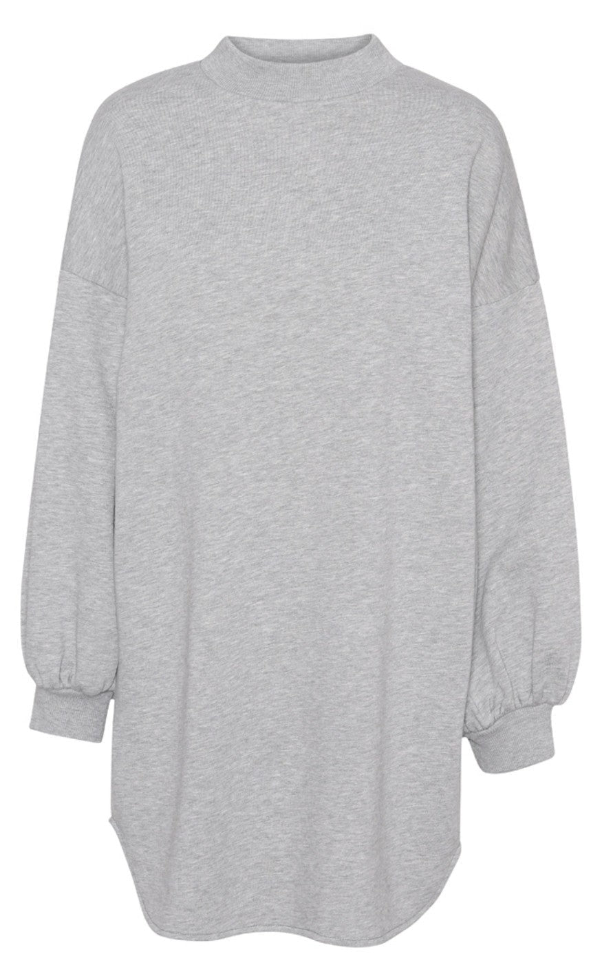 -view Kjole Olga Long Light Grey Melange