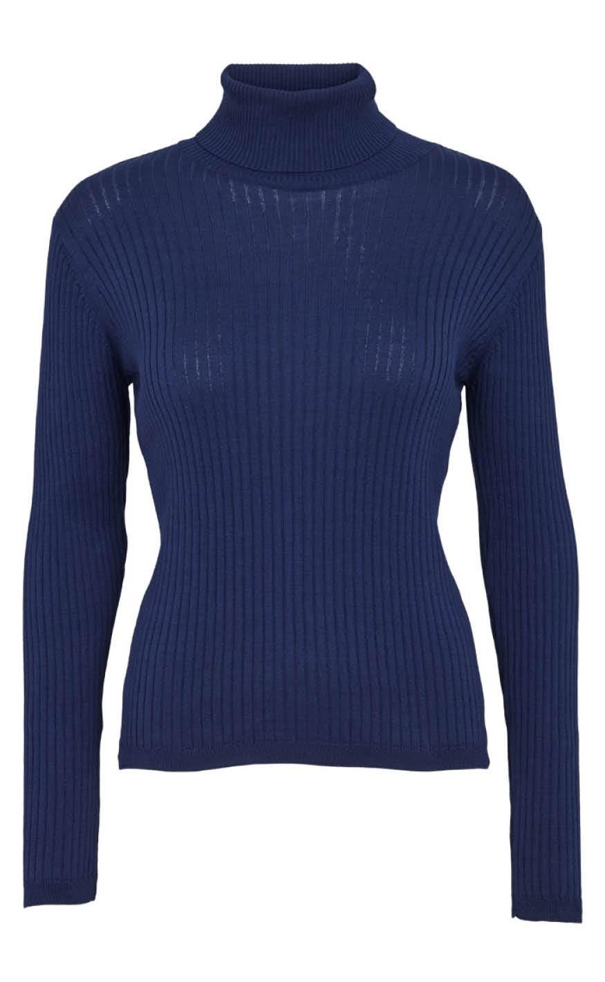 Basic Apparel Bluse Alisia Ls -neck Indigo