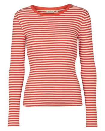Basic Apparel Bluse Ludmilla Spicy Orange Whisper White