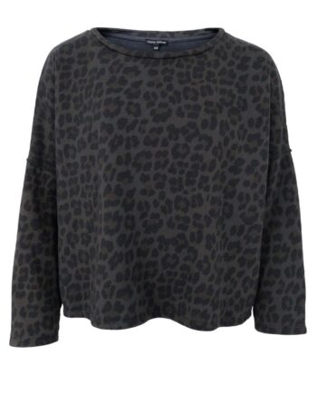 Black Color Sweatshirt Zelda Grey Leopard