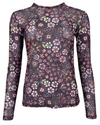 Black Colour Bluse Annie Mesh Winter Floral