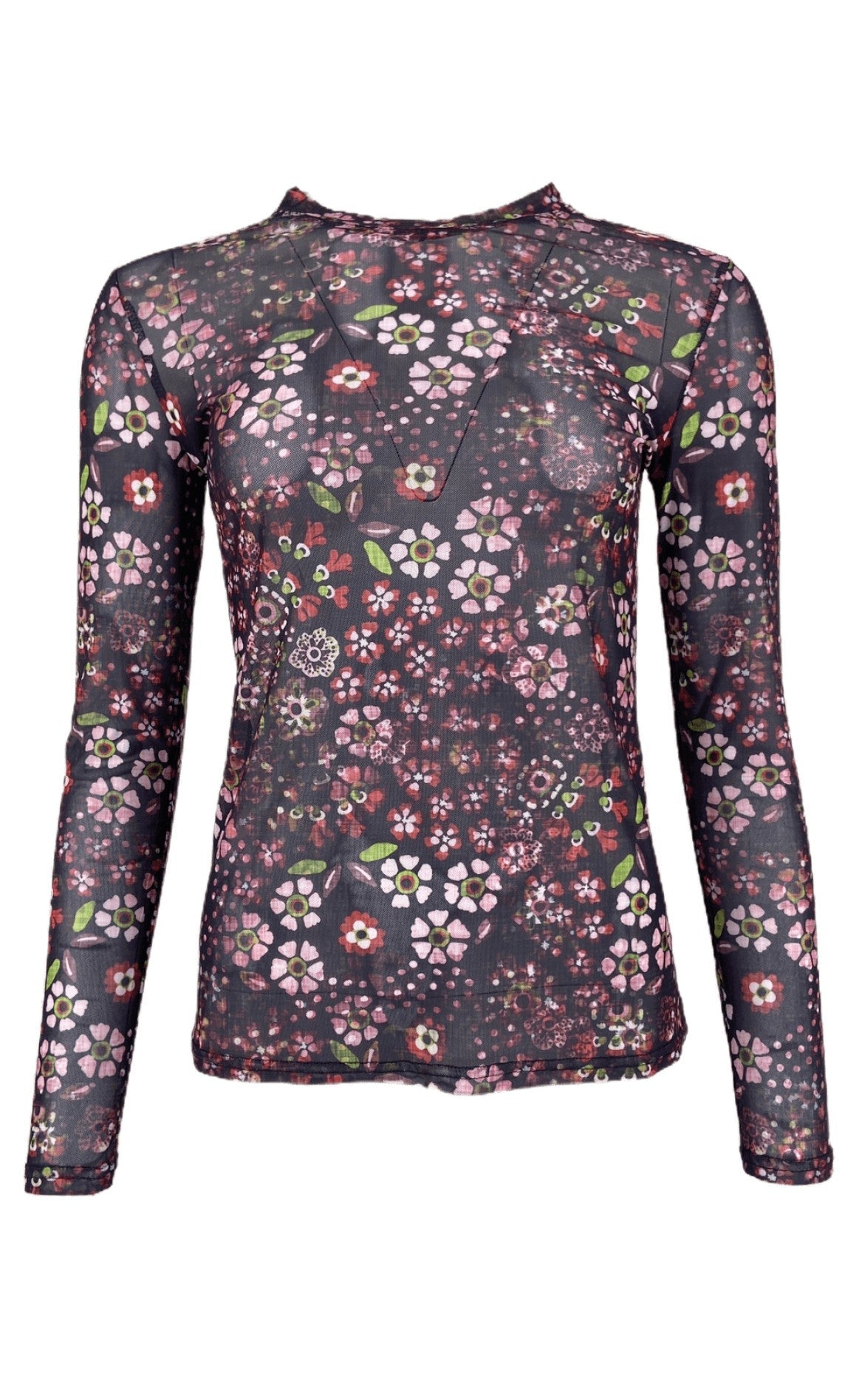Black Colour Bluse Annie Mesh Winter Floral