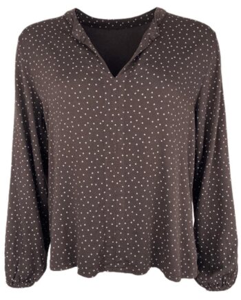 Black Colour Bluse Bianca Dot Coffee Dot