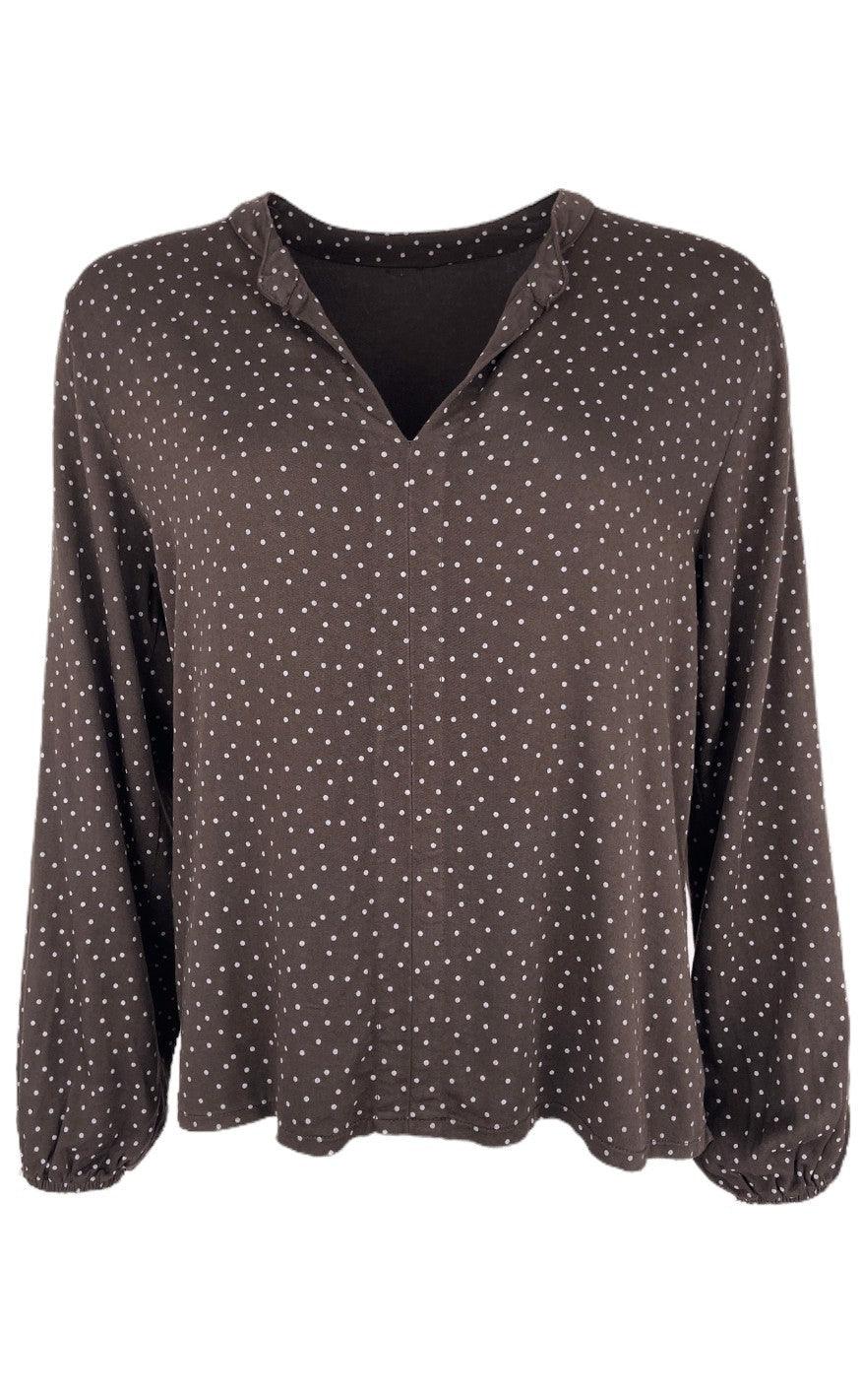Black Colour Bluse Bianca Dot Coffee Dot