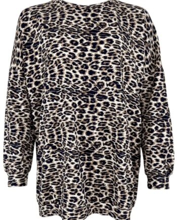 Black Colour Bluse Eden Sweat Leopard