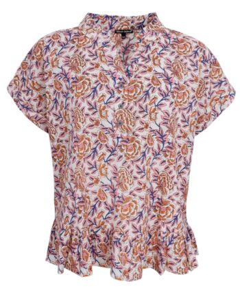 Black Colour Bluse Flora Ruffle Fairy Flower