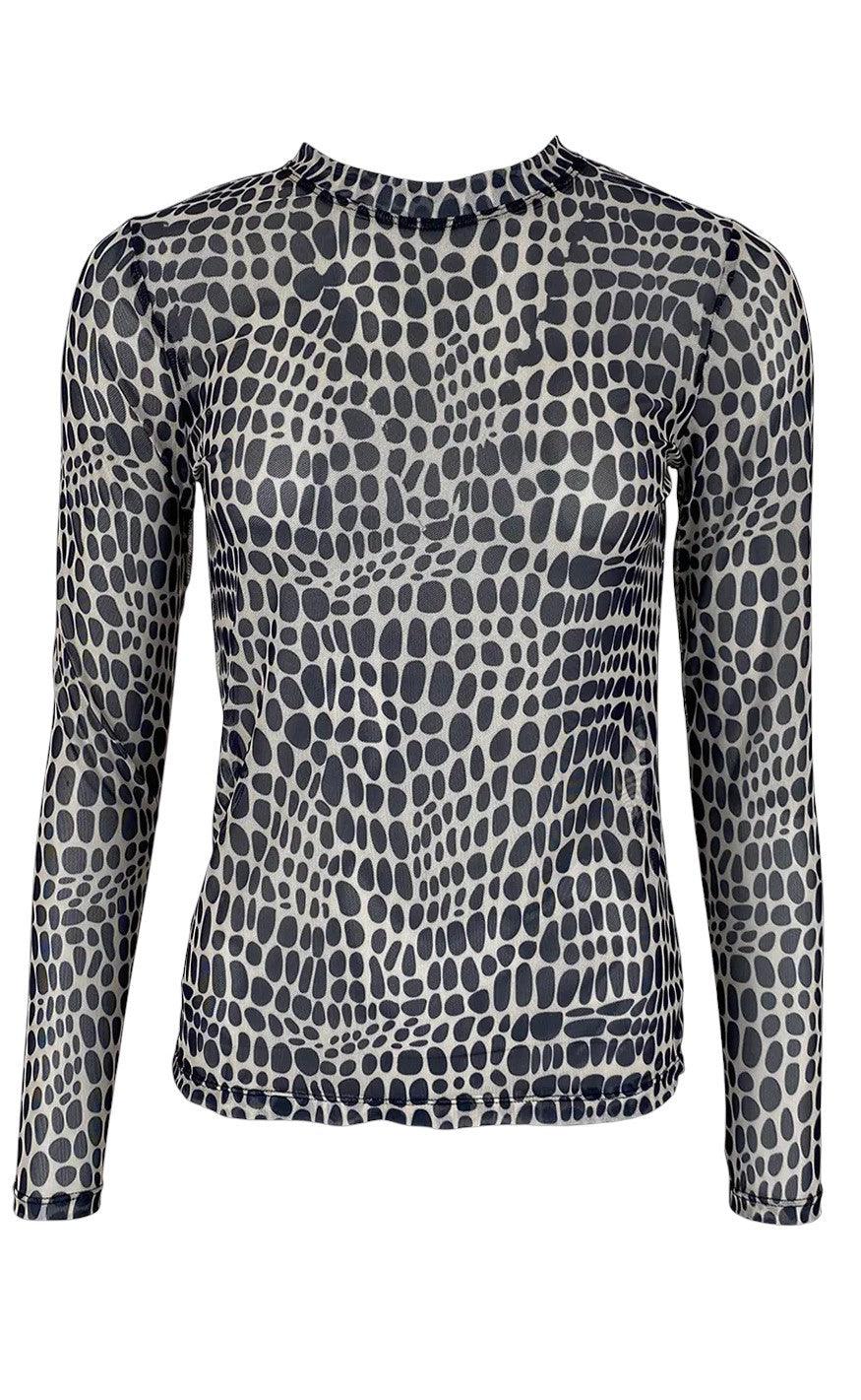 Black Colour Bluse Florence Mesh Black Spot