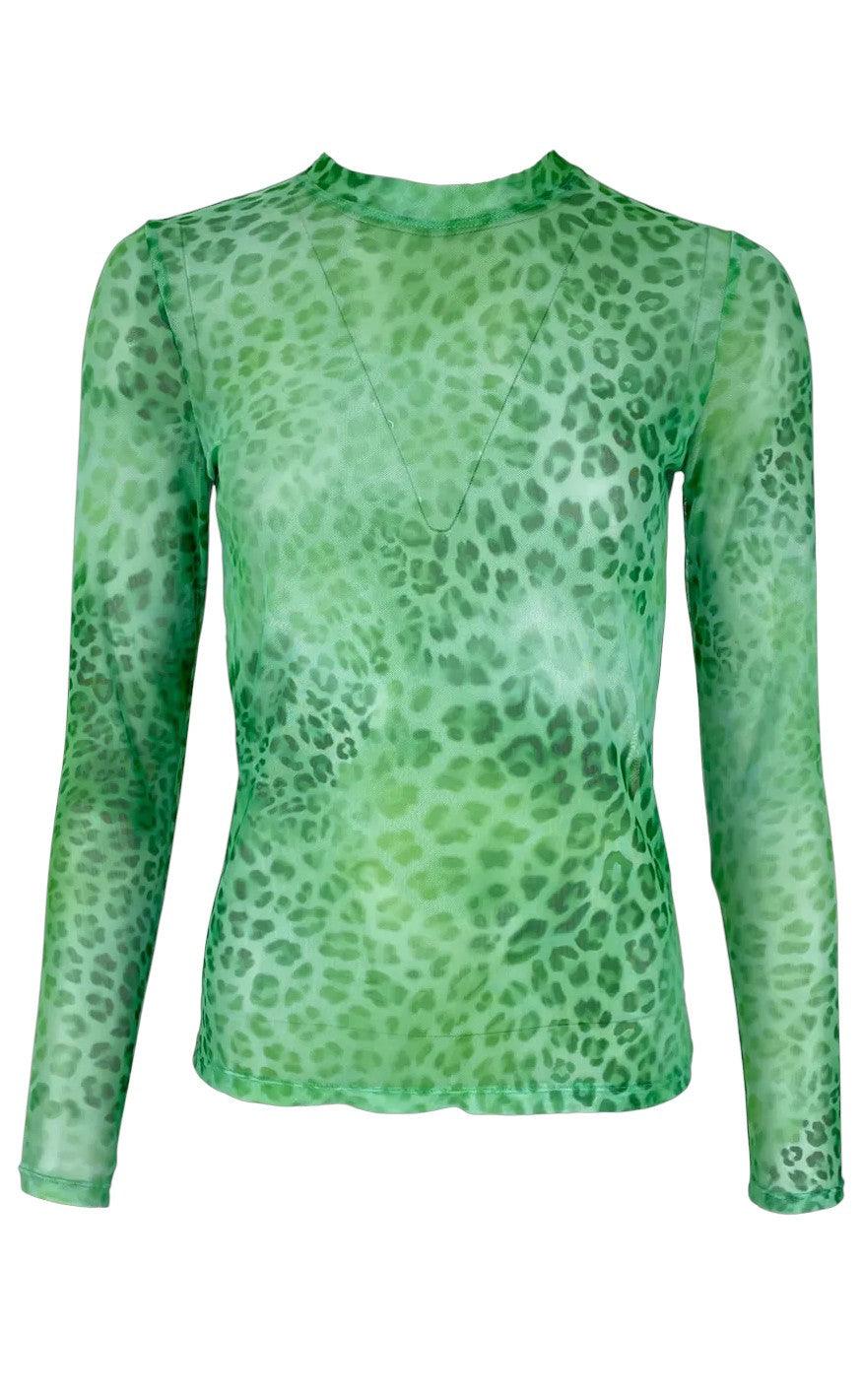 Black Colour Bluse Florence Mesh Green Leo