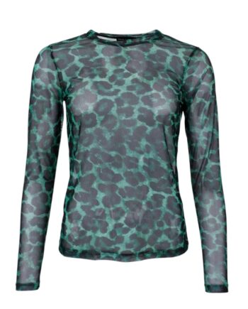 Black Colour Bluse Florence Mesh Green Leo