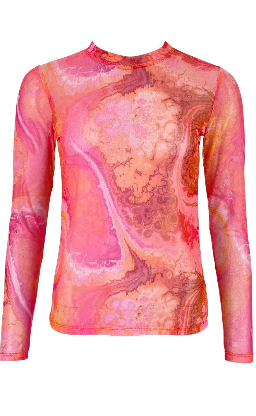 Black Colour Bluse Florence Mesh Pink Marble