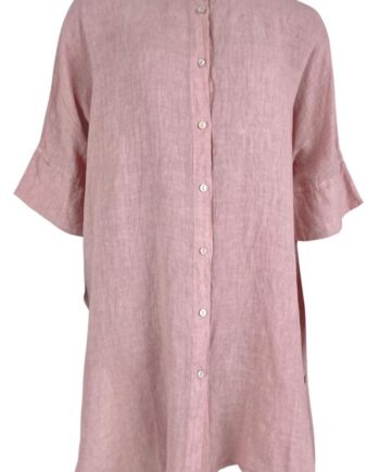 Black Colour Bluse Siena Linen Oversize Rose