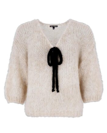 Black Colour Cardigan Casey Bow Ivory Black