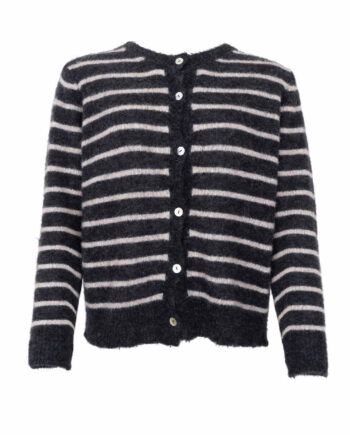 Black Colour Cardigan Dell Striped Dk  Grey