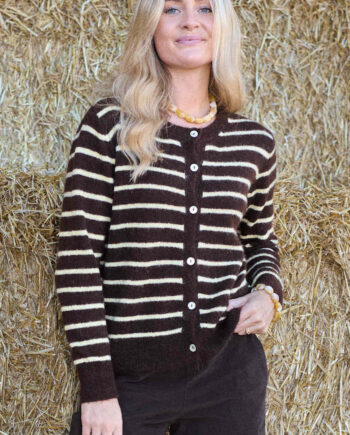 Black Colour Cardigan Dell Striped Mocca