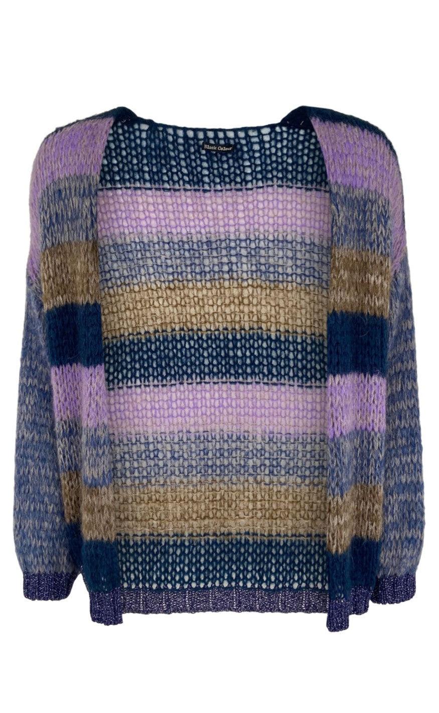 Black Colour Cardigan Felicia Striped Navy