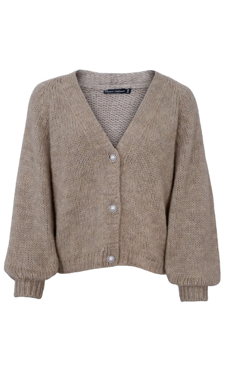 Black Colour Cardigan Pearl Sand