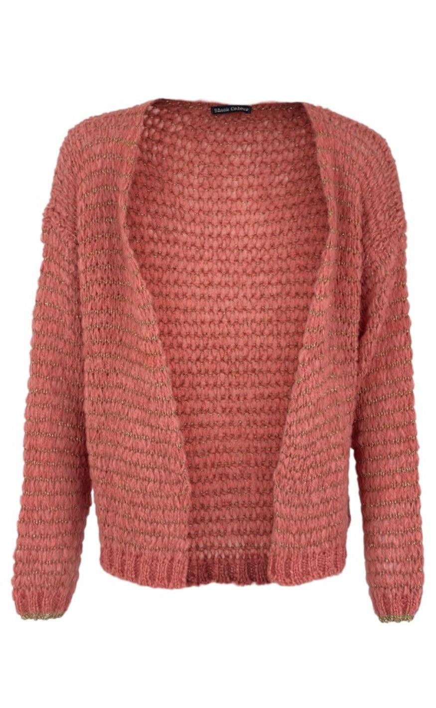 Black Colour Cardigan Safi Knit Rose