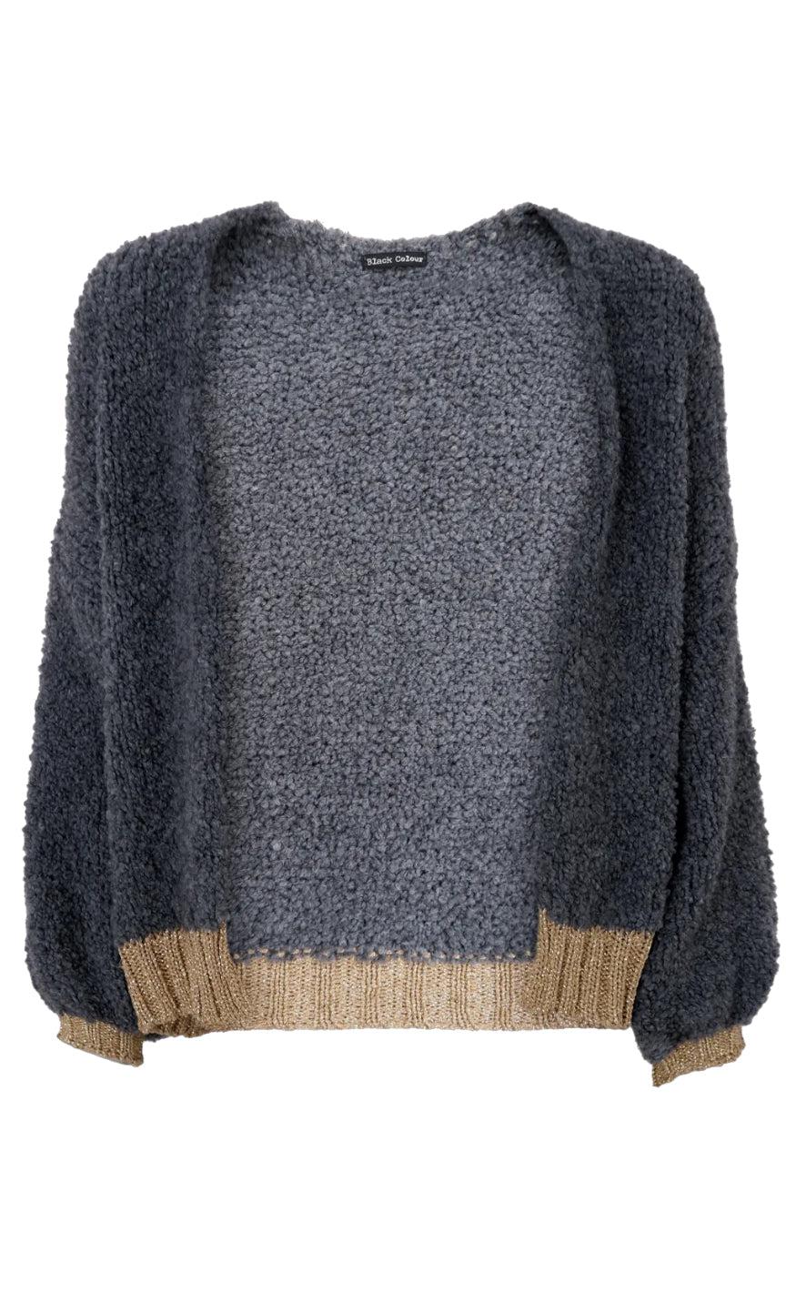 Black Colour Cardigan Teddy Grey