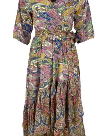 Black Colour Kjole Luna Boho Wrap Heather Pastel Mix