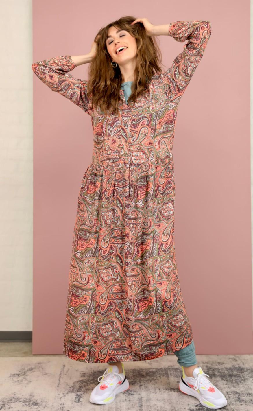 Black Colour Kjole Luna Jo Boho Paisley Coral