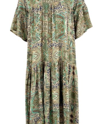 Black Colour Kjole Luna Lex     Maxi Green Paisley