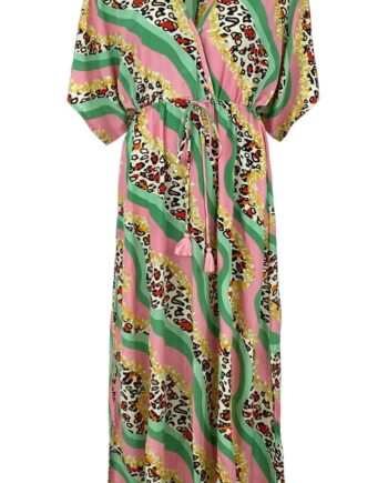 Black Colour Kjole Luna Long  -neck Wavey Green