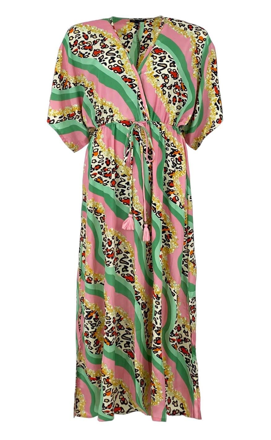 Black Colour Kjole Luna Long -neck Wavey Green