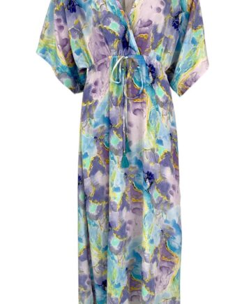 Black Colour Luna Long  -neck Kjole Marble Blue