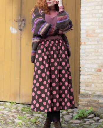 Black Colour Nederdel Polka Skirt Coffee Rose