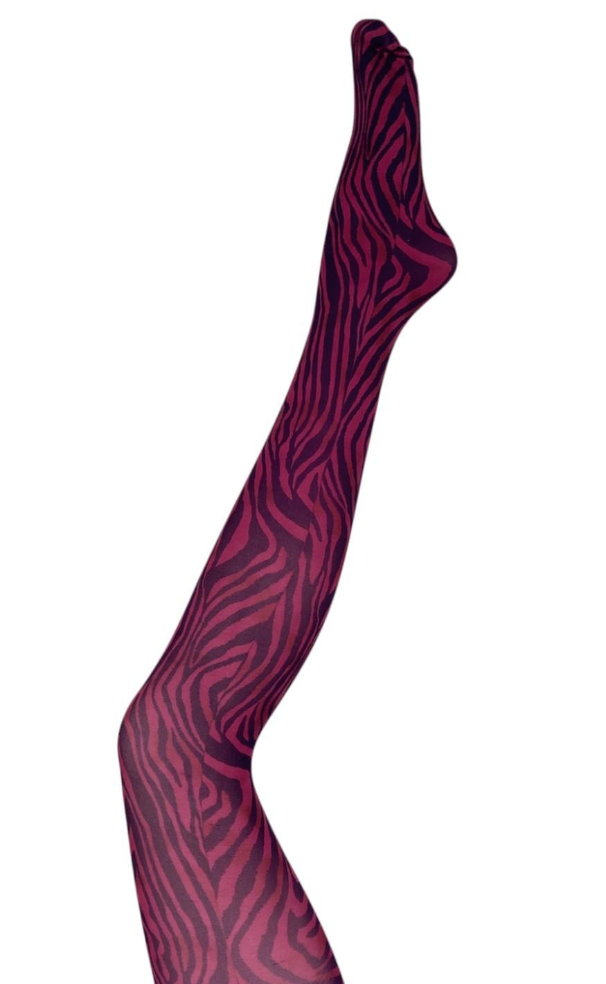Black Colour Strømpebukser Alma Zebra Zebra Fuchsia