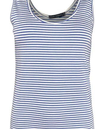 Black Colour Top Polly Striped Blue