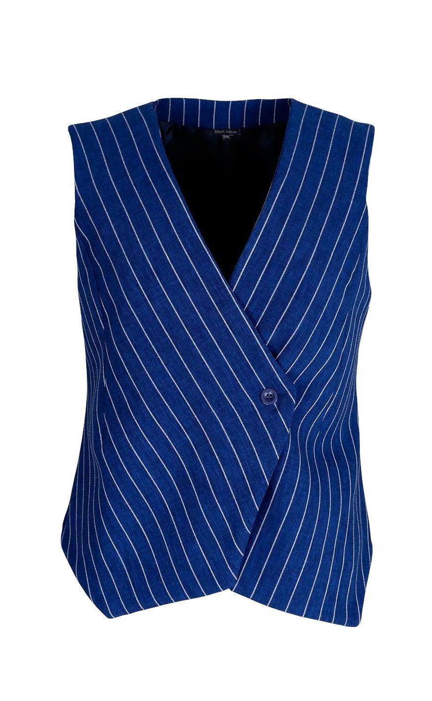 Black Colour Vest Chicago Blue Stripe
