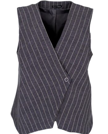 Black Colour Vest Chicago Grey Stripe